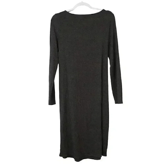 J Jill Wearever Womens Dress Size Medium Gray Wrap Tie Front Long Sleeve Stretch - Picture 9 of 11